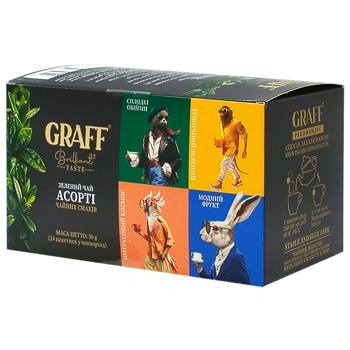 Чай зелений Graff Асорті чайних смаків 1,5г*24шт - купити, ціни на Чудо Маркет - фото 1