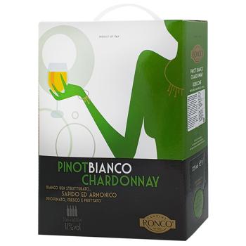 Cantine Ronco Pinot Bianco Chardonnay White Dry Wine 11% 3l - buy, prices for Chudo Market - photo 1