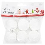 White Christmas Tree Balls 6pcs 4cm