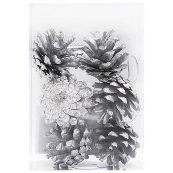 Набір шишок натуральних 6 шт срібні арт. H2545-42 9245 И259 - купить, цены на КОСМОС - фото 2