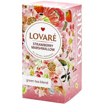 Чай зеленый Lovare Strawberry Marshmallow 1,5г*24шт - купить, цены на Auchan - фото 1
