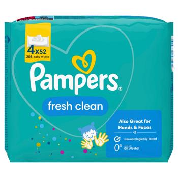 Серветки вологі Pampers Fresh Clean дитячі 4x52шт - купити, ціни на - фото 3