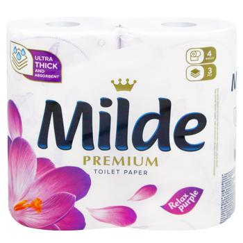 Milde Relax Purple 3-ply Toilet Paper 4pcs - buy, prices for Chudo Market - photo 1