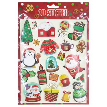 Наліпки новорічні 4 дизайна 18*26 см арт. P210 5985 И875 - купити, ціни на КОСМОС - фото 2