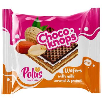 Вафли Choco-Knops с молочными начинками с карамелью и арахисом 25г - купить, цены на Эпицентр FOOD - фото 1