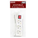 Grunhelm Extension Cord with Switch 3 Sockets 3m
