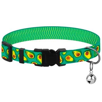 Barksi BronzeDog Urban Fruits Авокадо нейлоновий нашийник для котів XS - зелений - купить, цены на MasterZoo - фото 1