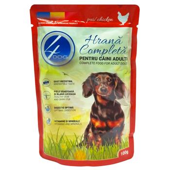 Корм влажный 4Dog мясные кусочки в соусе для взрослых собак 100г