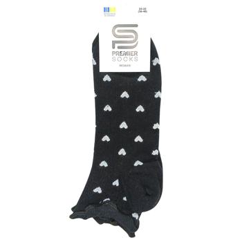 Шкарпетки Premier Socks жіночі середні в рубчик з рюшами серця р.23-25 чорний - купити, ціни на Чудо Маркет - фото 1