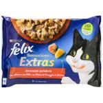 Набор влажных кормов Felix Sensations Extras с говядиной и курицей для взрослых котов 85г х 4шт