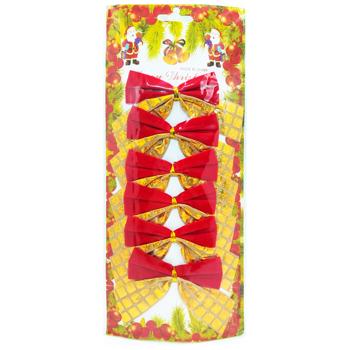 Набір бантиків червоно-золоті 6шт 8*8см - купити, ціни на КОСМОС - фото 1