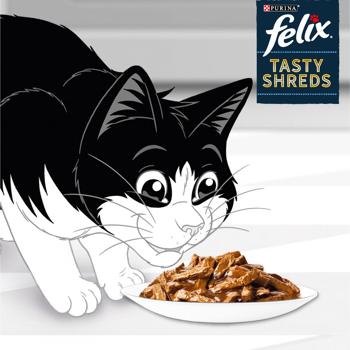 Корм вологий Felix Tasty Shreds з лососем та тунцем для дорослих котів 4х80г - купити, ціни на MasterZoo - фото 3