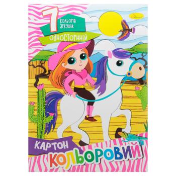 Набір кольорового картону Апельсин односторонній А4 7 аркушів - купити, ціни на Auchan - фото 3