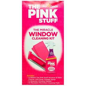 Чистящее средство для мытья окон The Pink Stuff с салфеткой и щеткой 850мл - купить, цены на Cупермаркет "Харьков" - фото 2