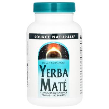 Мате, Source Naturals, 600 мг, 90 таблеток