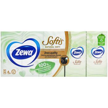 Платочки бумажные Zewa Natural Soft четырехслойные 10*9шт - купить, цены на КОСМОС - фото 2