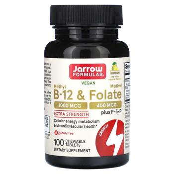 Метилфолат і метил B-12, Methyl B-12 & Methyl Folate, Jarrow Formulas 1000 мкг / 400 мкг, 100 льодян