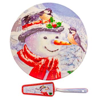 Lefard Christmas Collection Cake Dish with Spatula 27cm - buy, prices for MegaMarket - photo 1