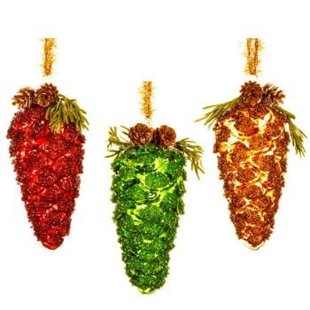 Підвіска Decoris Яскрава шишка 6х12см в асортименті