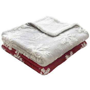 Actuel Snowflakes Red Plaid 130*170cm - buy, prices for Auchan - photo 1