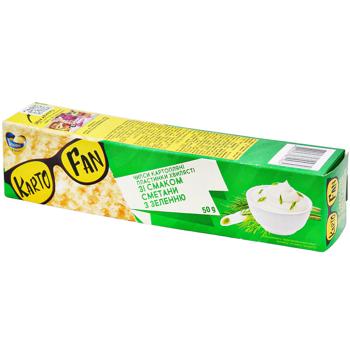 Чипсы KartoFun картофельные пластинки волнистые со вкусом сметаны с зеленью 50г