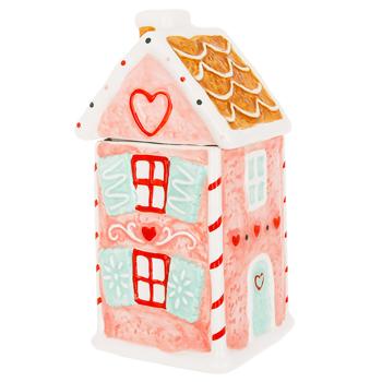 Bona Di Marshmallow and Gingerbread House Ceramic Can for Sweets 1l Pink - buy, prices for - photo 1