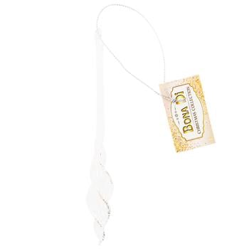 Прикраса ялинкова Bona Di Бурулька вита з декором із гліттера 15см срібло