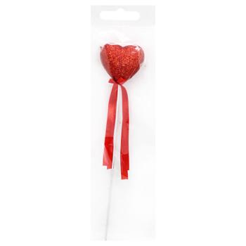 Velvet Heart Topper with Ribbon on Foam Stick 21cm - buy, prices for MegaMarket - photo 1