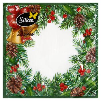 Салфетки столовые Silken Новогодняя салфетка 2-слойная 33*33см 12шт - купить, цены на МегаМаркет - фото 3