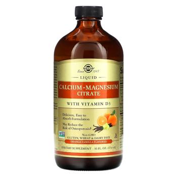 Solgar Orange-Vanilla Flavored Calcium, Magnesium Citrate with Vitamin D3 473ml