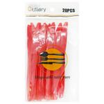 Plastic Red Knives 155mm 20pcs
