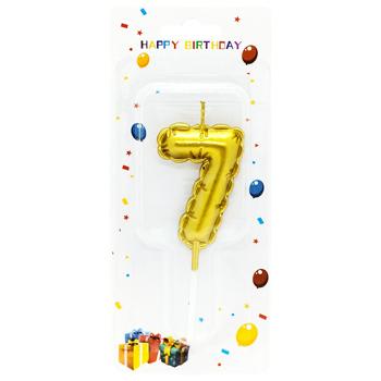 Свеча для торта золото Цифра 7 - купить, цены на Чудо Маркет - фото 1