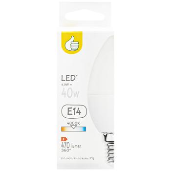 Лампа Auchan LED свічка E14 4.9W 4000К біла - купити, ціни на - фото 2