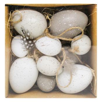 Egg with Feather Easter Pendants Set 4*6cm and 3*4cm 10pcs - buy, prices for MegaMarket - photo 2