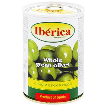 Оливки зелені Iberica з кісточкою 420г - купити, ціни на ULTRAMARKET - фото 1