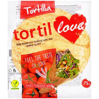 Тортилья Tortillove пшенична з ароматом томатов 25см 4шт*60г - купити, ціни на Auchan - фото 1