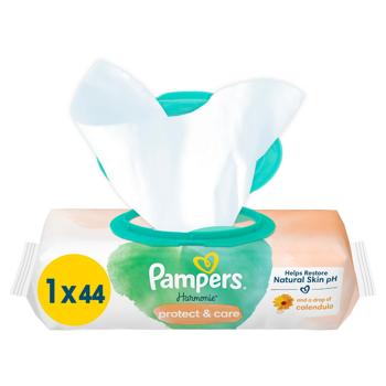 Серветки вологі Pampers Harmonie Protect&Care з календулою дитячі 44шт - купити, ціни на - фото 2