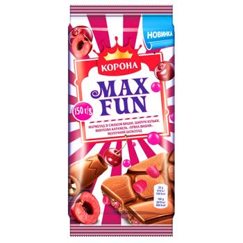 Korona Max Fun Cherry Milk Chocolate 150g - buy, prices for Chudo Market - photo 1