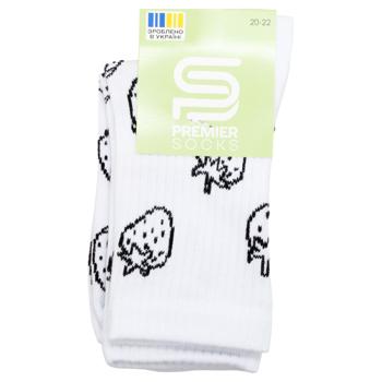 Шкарпетки Premier Socks дитячі високі з полуницею р.20-22 білий
