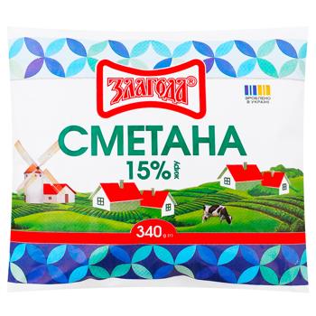 Zlagoda Sour Cream 15% 340g - buy, prices for Supermarket "Kharkiv" - photo 1