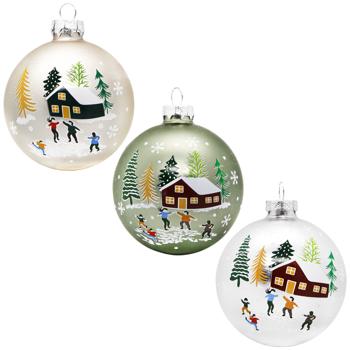 Koopman Houses Silver Christmas Tree Ball 8cm in assortment