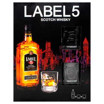 Label 5 Classic Black Whisky 40% 0.7l + 2 Glasses - buy, prices for WINETIME - photo 3