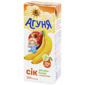 Сік Агуня Яблуко-банан з м'якоттю 200мл