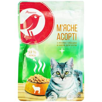 Auchan Cat Feed with Assorted Meat of Lamb and Heart in Jelly 100g