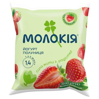 Йогурт Молокія Полуниця питний 1.4% 400г - купити, ціни на Grono - фото 1