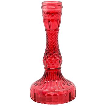 Bona Di Crystal Wine Red Glass Candlestick for Thin Candle 9.5x17cm - buy, prices for WINETIME - photo 1