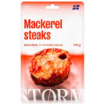 Storm Mackerel Steaks Blanched in Tomato Sauce 145g - buy, prices for METRO - photo 1
