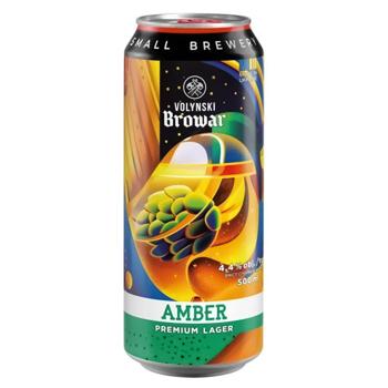 Пиво Volynski Browar Amber світле нефільтроване 4,4% 0,5л - купити, ціни на NOVUS - фото 1