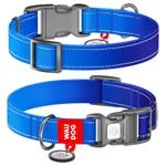 Waudog Mono Nylon Reflective Blue Dog Collar with QR Passport M 28-40cm