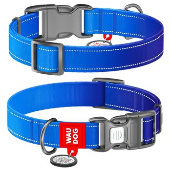 Waudog Mono Nylon Reflective Blue Dog Collar with QR Passport M 28-40cm - buy, prices for Auchan - photo 1